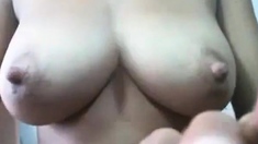 Meaty big nipples on nice tits with a bit of milk