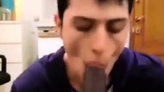 Dude Enjoys Sucking A Big Black Cock