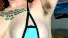 Perfect hairy bbw with glasses masturbates