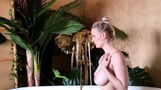 Amateur blond girl with big boobs getting fucked