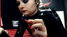 Latex slut solo anal masturbation