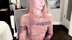 Blonde natural big titted babe solo play