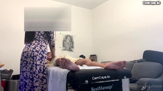 Beautiful brunette caught fucking on hidden cam massage