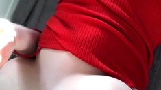 Pulled amateur babe shows her big boobs