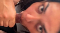 Cute amateur brunette gives pov blowjob and fuck