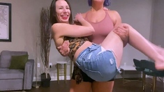Fetish brunette lesbian love licking pussy hard in hd