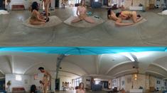 Hot amateur teens have group sex in van