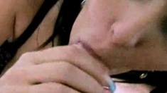 Big tit brunette MILF sucks and tit fucks a big cock