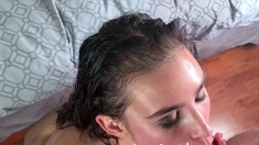 Slut Deepthroats and Sucks Dick for a Facial - BDSM Amateur