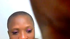 Big-Titted Ebony Webcam Model with a Bald Head