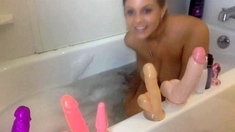 Close up with blonde hottie blowing a large dick
