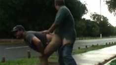 Daddy And Guy Fucking Outdoor Near Road