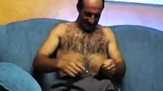 Hot Hairy Turkish Daddy Jacks Off Solo