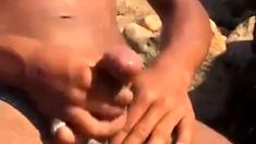Tunisian twink wanks his BIG Arab dick near the beach